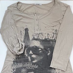 100% cotton khaki long sleeves t-shirt sz S